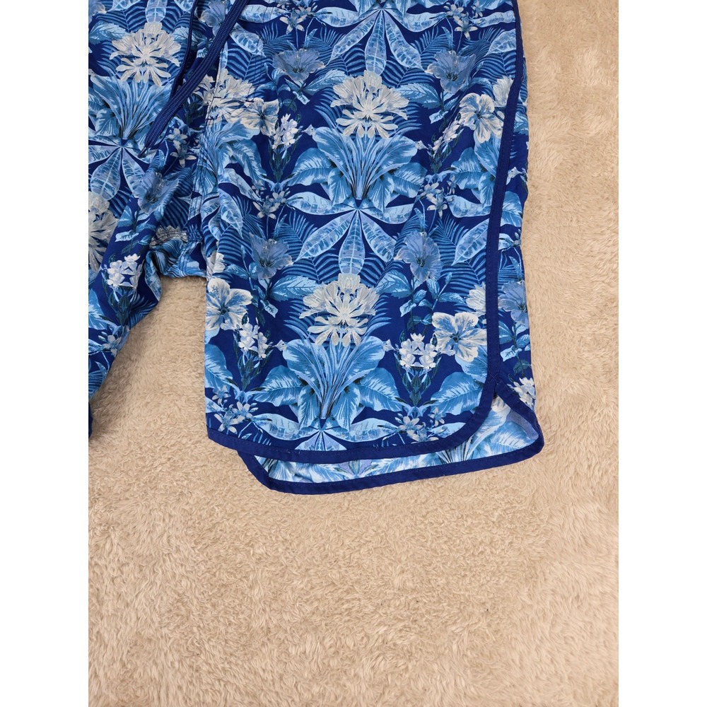 Vintage Old Navy Mens Board Shorts Blue White Tropical Floral Swim Trunks XXL - Picture 8 of 11